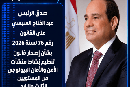 الرئيس السيسي يصدق على قانون تنظيم منشآت الأمن والأمان البيولوجي