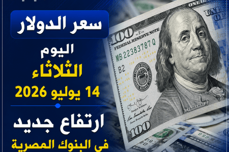 سعر الدولار اليوم الثلاثاء 14 يوليو 2026.. ارتفاع جديد في البنوك المصرية