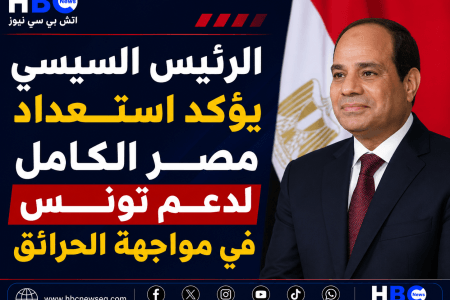 الرئيس السيسي يؤكد استعداد مصر الكامل لدعم تونس في مواجهة الحرائق