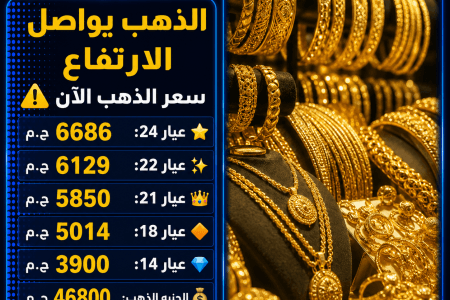 أسعار الذهب في مصر اليوم.. عيار 21 يسجل 5850 جنيهًا