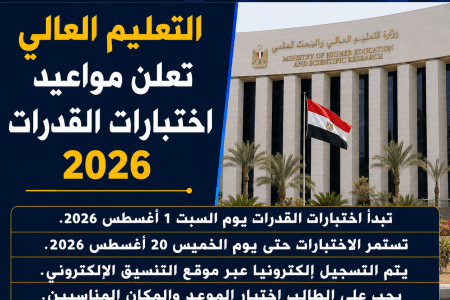 عاجل.. مواعيد اختبارات القدرات 2026 لطلاب الثانوية العامة