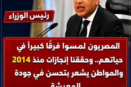 رئيس الوزراء: المصريون لمسوا فرقًا كبيرًا في حياتهم منذ 2014