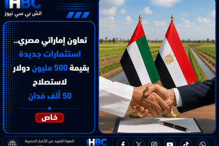 استثمارات جديدة بقيمة 500 مليون دولار لاستصلاح 50 ألف فدان
