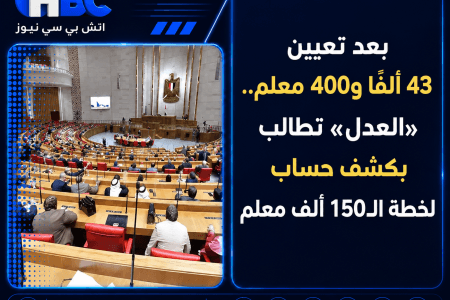 بعد تعيين 43 ألفًا و400 معلم.. «العدل» تطالب بكشف حساب لخطة الـ150 ألف معلم